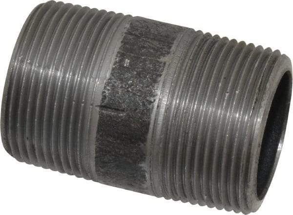 Made in USA - Schedule 80, 1-1/4" Diam x 2-1/2" Long Steel Black Pipe Nipple - Threaded - Makers Industrial Supply