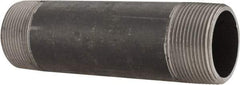 Made in USA - Schedule 80, 1-1/2" Diam x 6" Long Steel Black Pipe Nipple - Threaded - Makers Industrial Supply