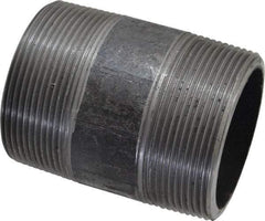 Made in USA - Schedule 80, 2" Diam x 3" Long Steel Black Pipe Nipple - Threaded - Makers Industrial Supply