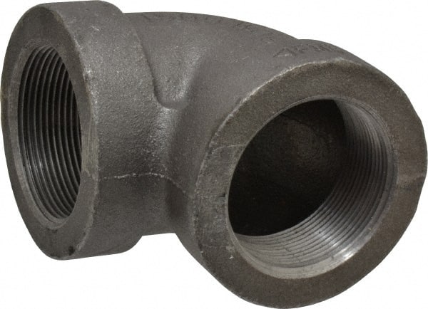 Black 90 ° Elbow: 2″, 300 psi, Threaded Malleable Iron, Black Finish, Class 300