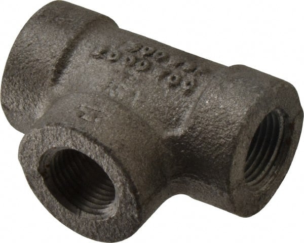 Black Tee: 3/8″, 300 psi, Threaded Malleable Iron, Black Finish, Class 300