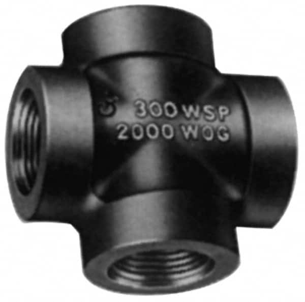 Black Cross: 3/4″, 300 psi, Threaded Malleable Iron, Black Finish, Class 300