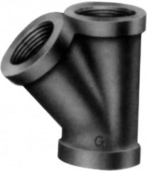 Made in USA - Size 4", Class 150, Malleable Iron Black Pipe 45° Lateral Y-Branch - 300 psi, Threaded End Connection - Makers Industrial Supply