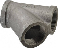 Made in USA - Size 1-1/2", Class 150, Malleable Iron Black Pipe 45° Lateral Y-Branch - 150 psi, Threaded End Connection - Makers Industrial Supply