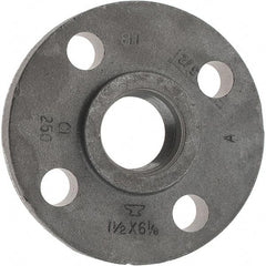 Made in USA - 1-1/2" Pipe, 6-1/8" OD, 1-1/8" Hub Length, Iron Threaded Pipe Flange - 2-3/4" Across Bolt Hole Centers, 3/4" Bolt Hole, 175 psi, Class 250 - Makers Industrial Supply