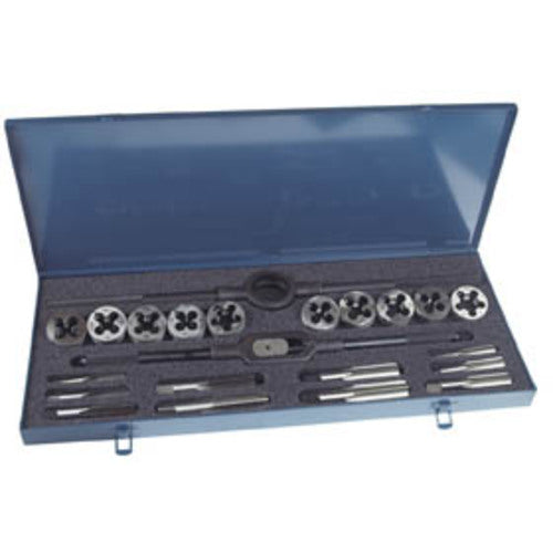 ‎13 Pc. HSS 1/4-20 to 1/2-20 NC & NF Thread Tap and Round Die Set Series/List #7120 - Exact Industrial Supply