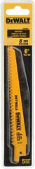 DeWALT - 6" Long, Bi-Metal Reciprocating Saw Blade - Tapered Profile, 6 TPI, Toothed Edge, Universal Shank - Makers Industrial Supply