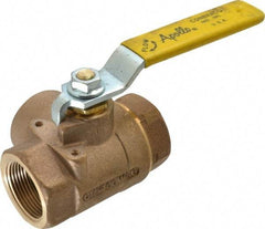 Apollo - 1-1/4" Pipe, Large Port, Bronze Standard Ball Valve - Three Way, FNPT x FNPT x FNPT Ends, Lever Handle, 400 WOG - Makers Industrial Supply