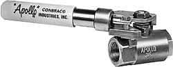 Apollo - 1/2" Pipe, Bronze Standard Ball Valve - 2 Piece, Inline - One Way Flow, FNPT x FNPT Ends, Deadman Lever (Spring Return to Close) Handle, 600 WOG, 150 WSP - Makers Industrial Supply