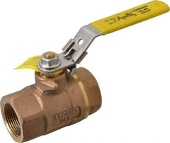 Apollo - 1-1/4" Pipe, Bronze Standard Ball Valve - 2 Piece, Inline - One Way Flow, FNPT x FNPT Ends, Locking Lever Handle, 600 WOG - Makers Industrial Supply