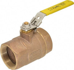 Apollo - 2" Pipe, Bronze Standard Ball Valve - 2 Piece, Inline - One Way Flow, FNPT x FNPT Ends, Locking Lever Handle, 600 WOG - Makers Industrial Supply