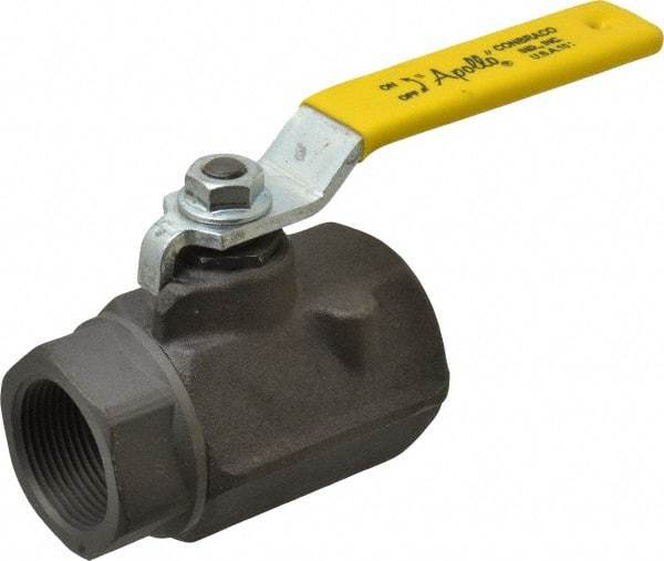 Apollo - 1-1/4" Pipe, Standard Port, Carbon Steel Standard Ball Valve - 2 Piece, Inline - One Way Flow, FNPT x FNPT Ends, Lever Handle, 1,500 WOG, 150 WSP - Makers Industrial Supply