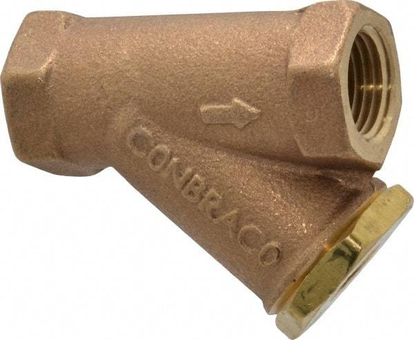 Conbraco - 1/2" Pipe, FNPT Ends, Cast Bronze Y-Strainer - 400 psi WOG Rating - Makers Industrial Supply