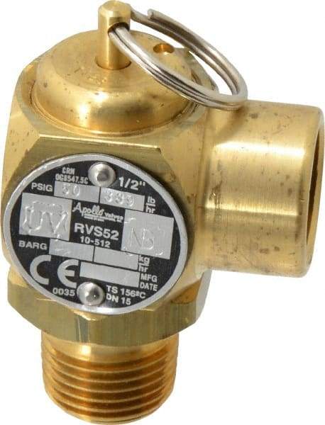 Conbraco - 1/2" Inlet, 1/2" Outlet, ASME Safety Relief Valve - 50 Max psi, Bronze, 365,000 BTUs - Makers Industrial Supply