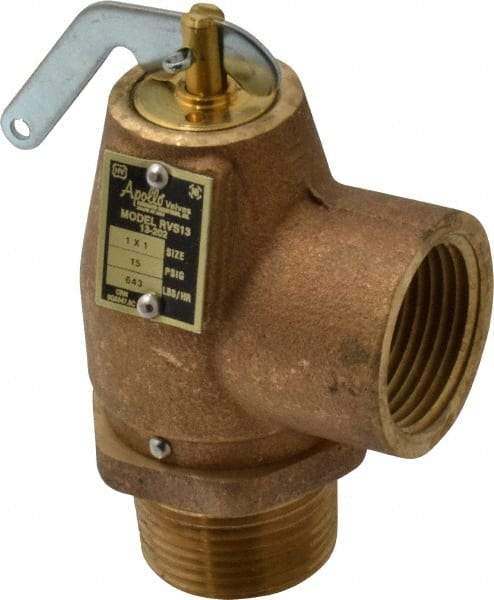 Conbraco - 1" Inlet, 1" Outlet, ASME Low Pressure Steam Heating Relief Valve - 15 Max psi, Bronze, 643 Lb per Hour - Makers Industrial Supply