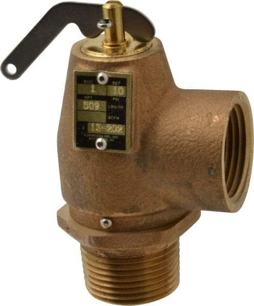 Conbraco - 1" Inlet, 1" Outlet, ASME Low Pressure Steam Heating Relief Valve - 10 Max psi, Bronze, 643 Lb per Hour - Makers Industrial Supply