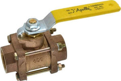 Apollo - 1" Pipe, Full Port, Bronze Standard Ball Valve - 3 Piece, Inline - One Way Flow, FNPT x FNPT Ends, Lever Handle, 600 WOG, 150 WSP - Makers Industrial Supply