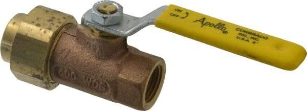 Apollo - 1/2" Pipe, Bronze Single Union Ends Ball Valve - Inline - One Way Flow, FNPT x FNPT Ends, Lever Handle, 600 WOG, 150 WSP - Makers Industrial Supply