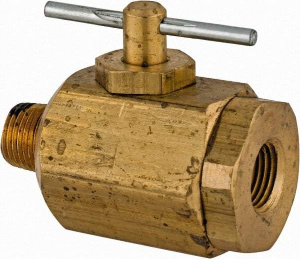 Apollo - 1/8" Pipe, MNPT x FNPT End Connections, Brass, Inline, Two Way Flow, Instrumentation Ball Valve - 400 psi WOG Rating, Tee Handle, Buna N Seal, PTFE Seat - Makers Industrial Supply