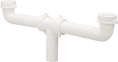 Federal Process - 1-1/2 Outside Diameter, Two Sink Traps with Center Outlet - 16 Inch Long, White, Polypropylene - Makers Industrial Supply