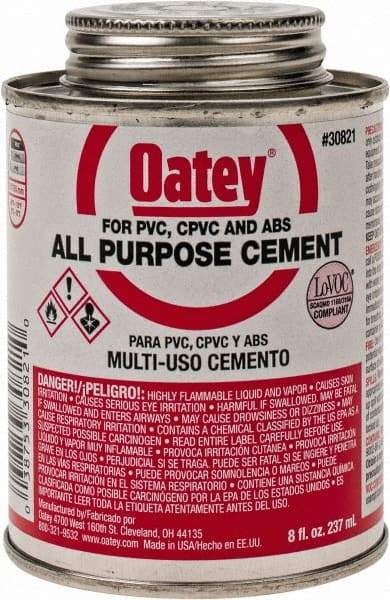 Oatey - 8 oz All-Purpose Medium Bodied Cement - Clear, Use with ABS, PVC & CPVC up to 6" Diam - Makers Industrial Supply