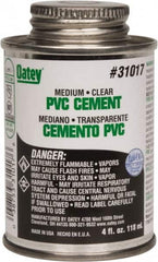 Oatey - 4 oz Medium Bodied Cement - Clear, Use with PVC up to 6" Diam - Makers Industrial Supply