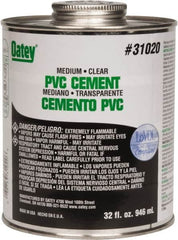 Oatey - 32 oz Medium Bodied Cement - Clear, Use with PVC up to 6" Diam - Makers Industrial Supply