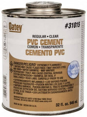 Oatey - 32 oz Regular Bodied Cement - Clear, Use with Schedule 40 PVC up to 4" Diam & Schedule 80 PVC up to 2" Diam - Makers Industrial Supply