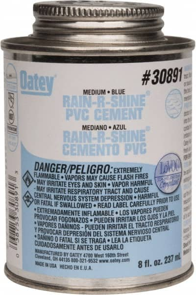 Oatey - 8 oz Medium Bodied Cement - Blue, Use with PVC up to 6" Diam - Makers Industrial Supply