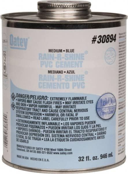 Oatey - 32 oz Medium Bodied Cement - Blue, Use with PVC up to 6" Diam - Makers Industrial Supply