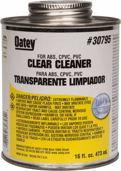 Oatey - 16 oz All-Purpose Cleaner - Clear, Use with ABS, PVC & CPVC For All Diameters - Makers Industrial Supply