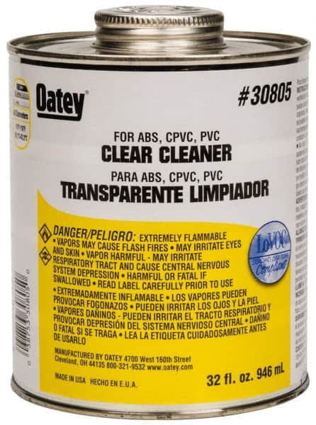 Oatey - 32 oz All-Purpose Cleaner - Clear, Use with ABS, PVC & CPVC For All Diameters - Makers Industrial Supply