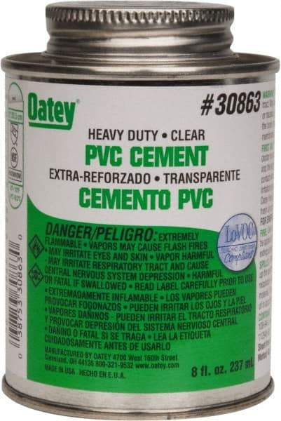 Oatey - 8 oz Heavy Duty Cement - Clear, Use with PVC up to 12" Diam - Makers Industrial Supply