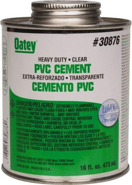 Oatey - 16 oz Heavy Duty Cement - Clear, Use with PVC up to 12" Diam - Makers Industrial Supply