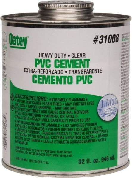 Oatey - 32 oz Heavy Duty Cement - Clear, Use with PVC up to 12" Diam - Makers Industrial Supply