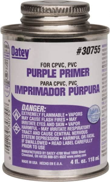 Oatey - 4 oz All Purpose Primer/Cleaner - Purple, Use with PVC & CPVC - Makers Industrial Supply