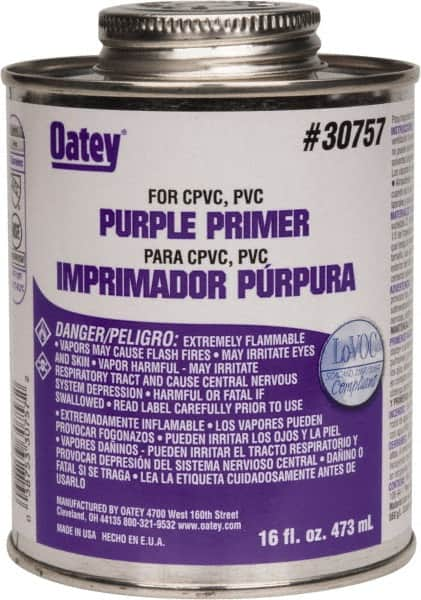 Oatey - 16 oz All Purpose Primer/Cleaner - Purple, Use with PVC & CPVC - Makers Industrial Supply