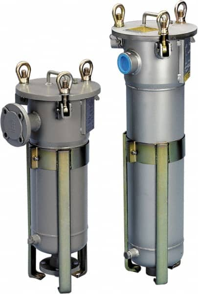 Parker - 2 Inch Pipe, FNPT End Connections, 10 Inch Long Cartridge, 43.06 Inch Long, Cartridge Filter Housing with Pressure Relief - 12 Cartridges, 60 Max GPM Flow Rate, 150 psi Max Working Pressure, 316L Grade - Makers Industrial Supply