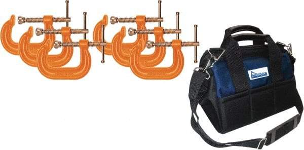 Gibraltar - 6" Max Opening Capacity, Deep Throat Standard C-Clamp Set - 6,600 Lb Load Capacity - Makers Industrial Supply