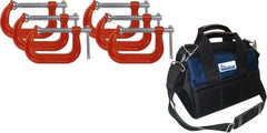 Gibraltar - 6" Max Opening Capacity, Deep Throat Standard C-Clamp Set - 6,600 Lb Load Capacity - Makers Industrial Supply