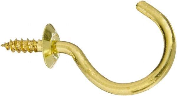 National Mfg. - 15 Lb Capacity, 1.51" Projection, Solid Brass All Purpose Hook - 0.44" Thread Length, 1-1/2" OAL, 0.15" Wire Diam - Makers Industrial Supply