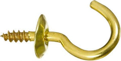 National Mfg. - 5 Lb Capacity, 0.63" Projection, Solid Brass All Purpose Hook - 1/4" Thread Length, 0.63" OAL, 0.08" Wire Diam - Makers Industrial Supply