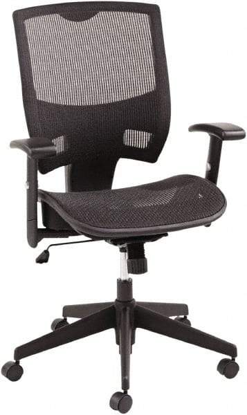 ALERA - 43-3/4" High Mid Back Chair - 25-3/8" Wide x 24" Deep, Mesh Seat, Black - Makers Industrial Supply