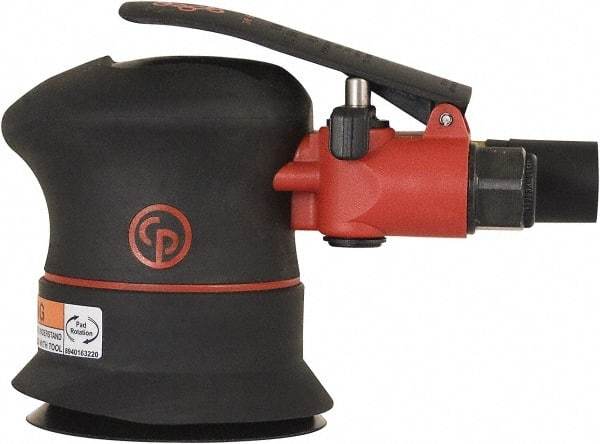 Chicago Pneumatic - 12,000 OPM, 16 CFM Air Consumption, 90 psi Air Pressure, Palm Air Orbital Sander - Round Pad, Hook & Loop Backing, 1/4" Inlet - Makers Industrial Supply