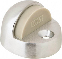 IVES - 4" Projection Floor Door Stop - Screw Mount, Satin Chrome Finish - Makers Industrial Supply