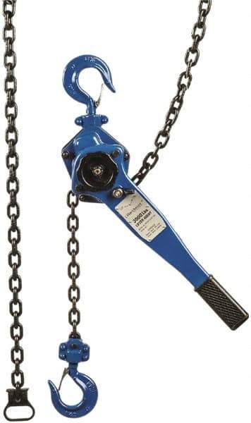 Value Collection - 3,000 Lb Lifting Capacity, 10' Lift Height, Lever Hoist - Made from Chain, 44 Lb Avg Pull to Lift Rated Load, 1 Chain - Makers Industrial Supply