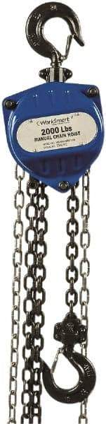 Value Collection - 2,000 Lb Lifting Capacity, 15' Lift Height, Hand Hoist - Made from Chain, 36' Overhaul to Lift 1', 79 Lb Avg Pull to Lift Rated Load, 1 Chain - Makers Industrial Supply