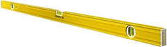 Stabila - 72" Long 3 Vial Box Beam Level - Aluminum, Yellow, 2 Plumb & 1 Level Vials - Makers Industrial Supply