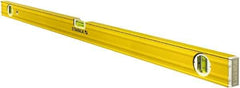 Stabila - 48" Long 3 Vial Box Beam Level - Aluminum, Yellow, 2 Plumb & 1 Level Vials - Makers Industrial Supply