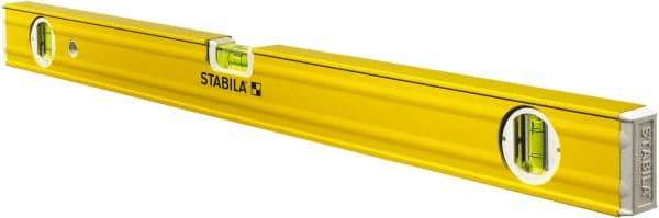 Stabila - 24" Long 3 Vial Box Beam Level - Aluminum, Yellow, 2 Plumb & 1 Level Vials - Makers Industrial Supply